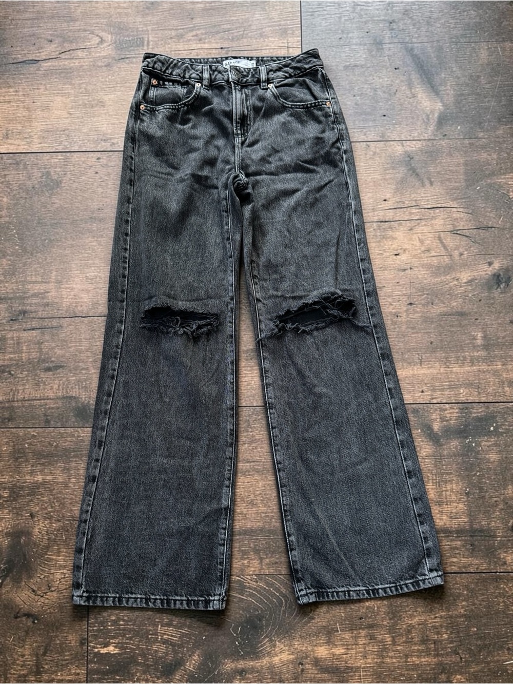 Garage Denim Womens 28 Wide Leg Jeans Black